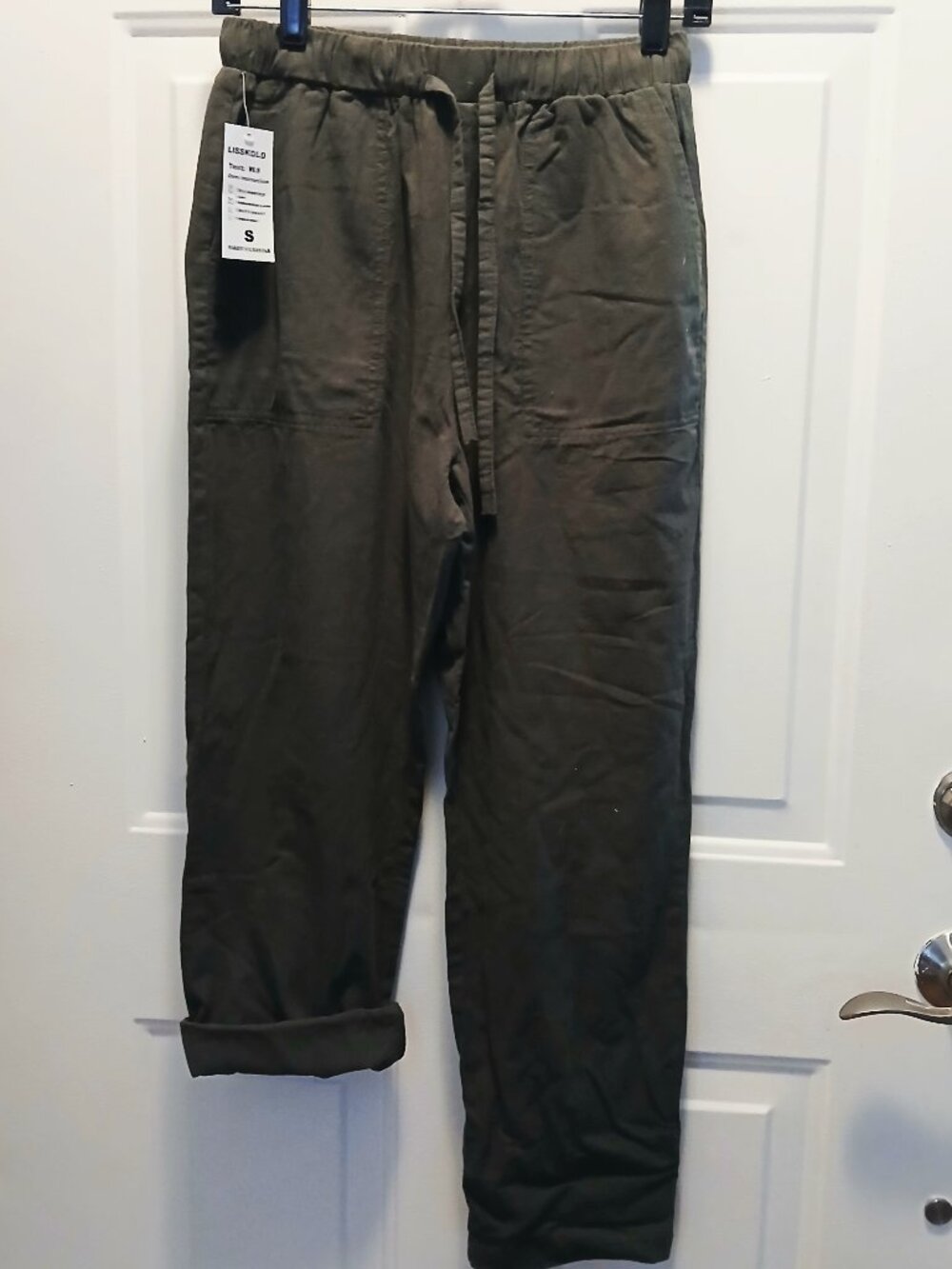 Army Green Drawstring Cropped Pants NWT